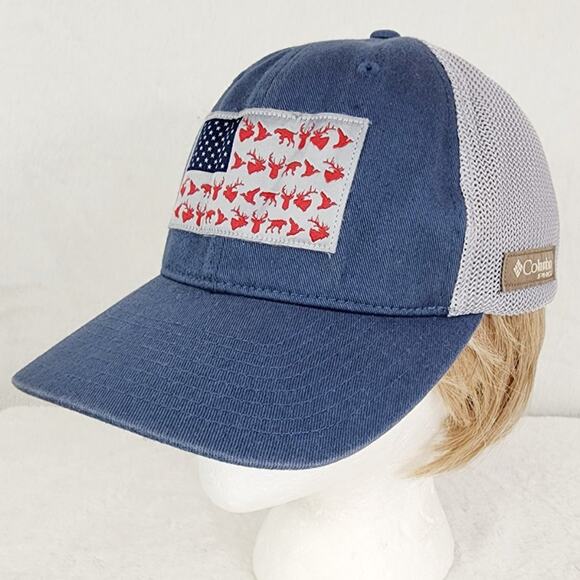 Columbia PHG Game USA Flag Fitted Trucker Hat Whitetail Deer Elk Duck L/XL EUC - Picture 1 of 10